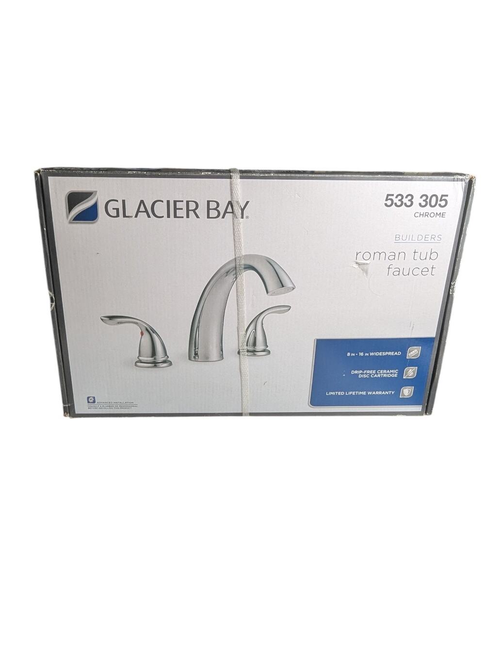 Glacier Bay 2-Handle Roman Tub Faucet 8-16" Widespread Polished Chrome New